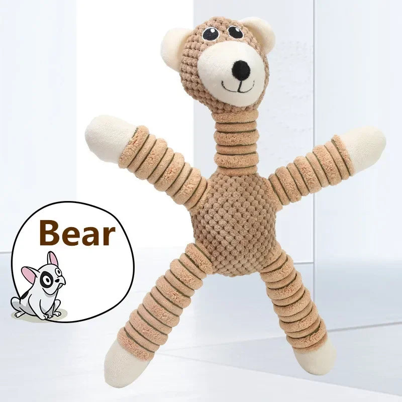 Indestructible Squeaky Plush Dog Toys for Aggressive Chewers – Dental Chew & Teething