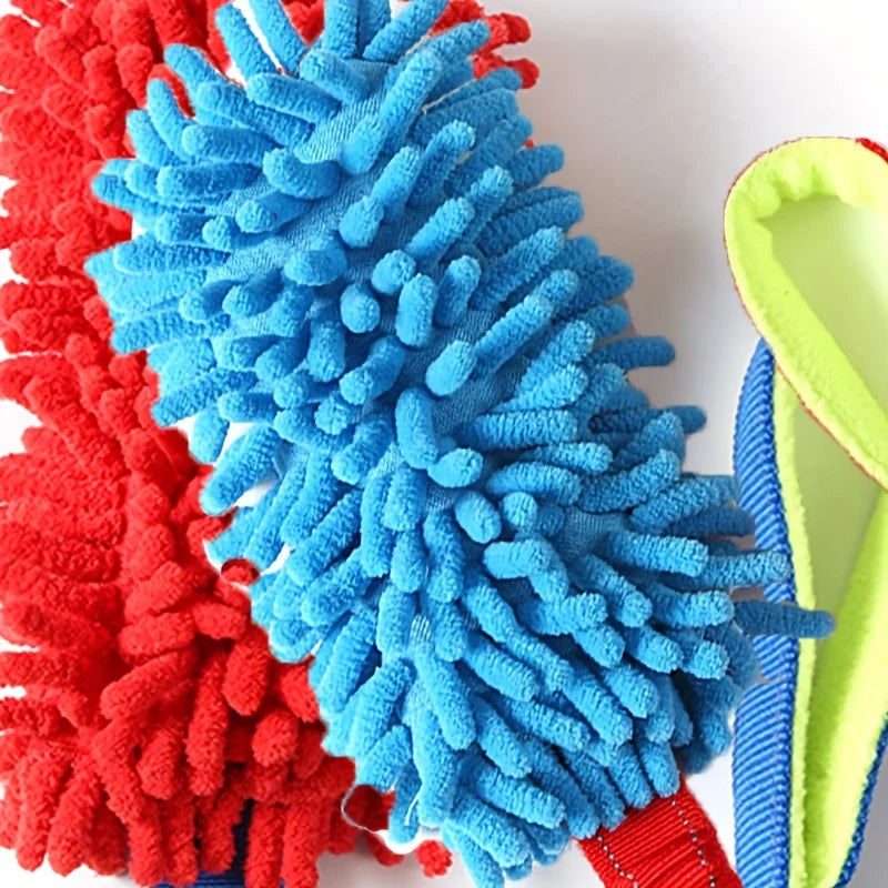 Durable Dog Toys for Aggressive Chewers - Soft Plush Pulling Rope Chew Toy with Sturdy Handle, Interactive Teeth Cleaning Toy