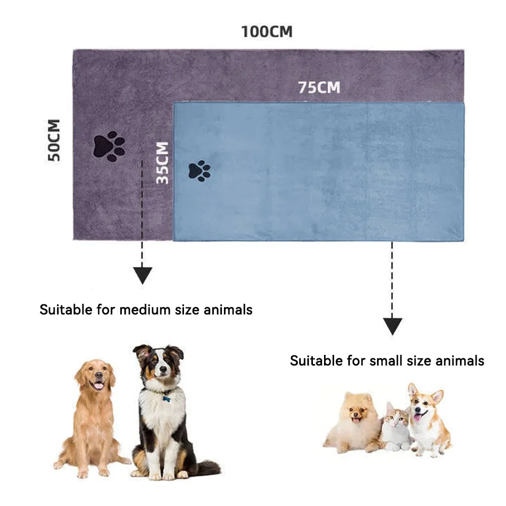 35*75cm/50*100cm  Dogs Grooming Supplies Microfiber Pet Bath Towel Embroidered Super Soft Absorbent Cat For