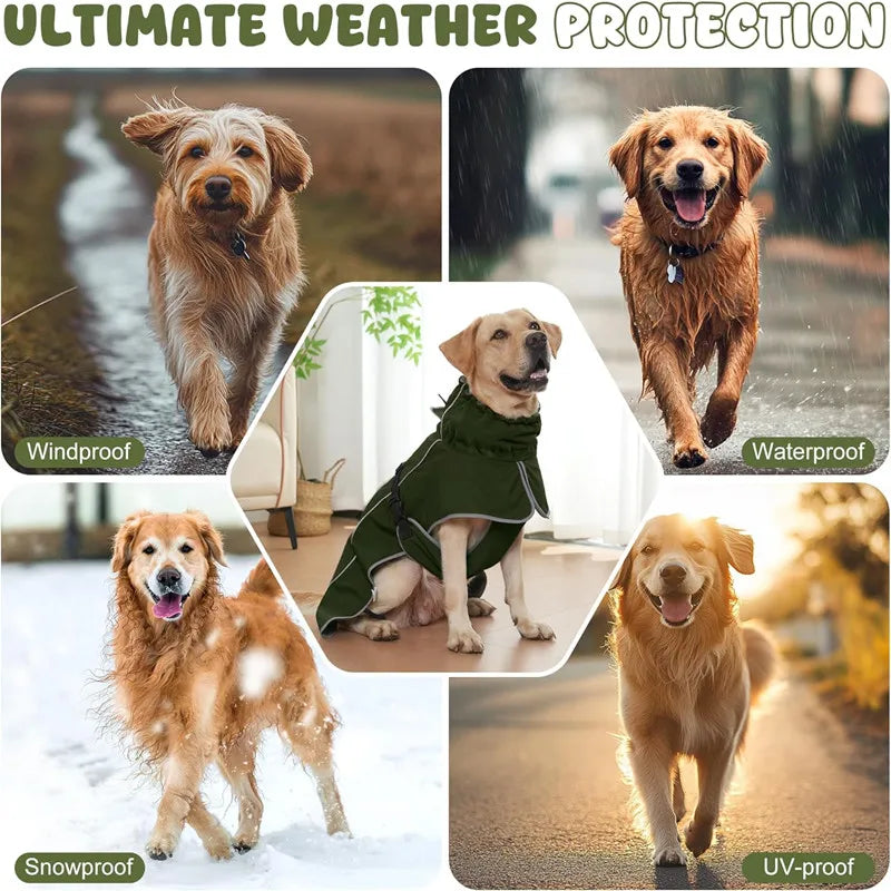 Dog Raincoat Windbreaker – Reflective Jacket for All Dog Sizes