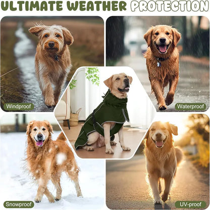 Dog Raincoat Windbreaker – Reflective Jacket for All Dog Sizes