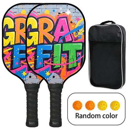Poplar Wood Pickleball Paddle Set – Lightweight with Carry Bag, Colorful Designs
