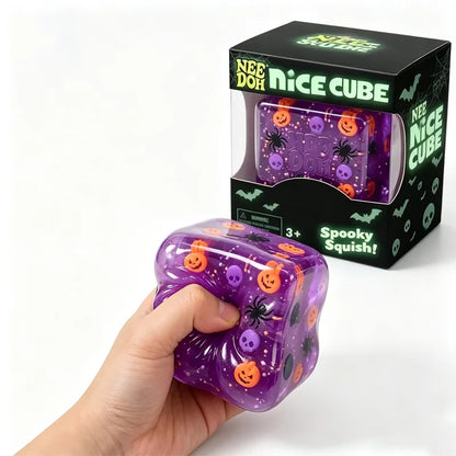 Halloween Spooky Gel Squeeze Cube – Pumpkin, Skull & Spider Sensory Fidget Toy