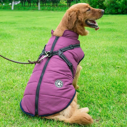 Waterproof Dog Jacket with Built-In Harness – Winter Coat for Large Dogs