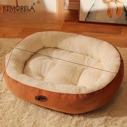 Cozy Oval Snuggle Pet Bed – Plush Cat & Small Dog Bed