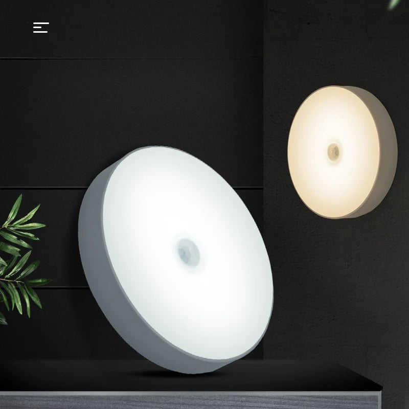 LED Smart Human Body Sensor Night Lamp Emergency Automatic Lighting USB Charging Wireless Magentic Suction Use Night Light