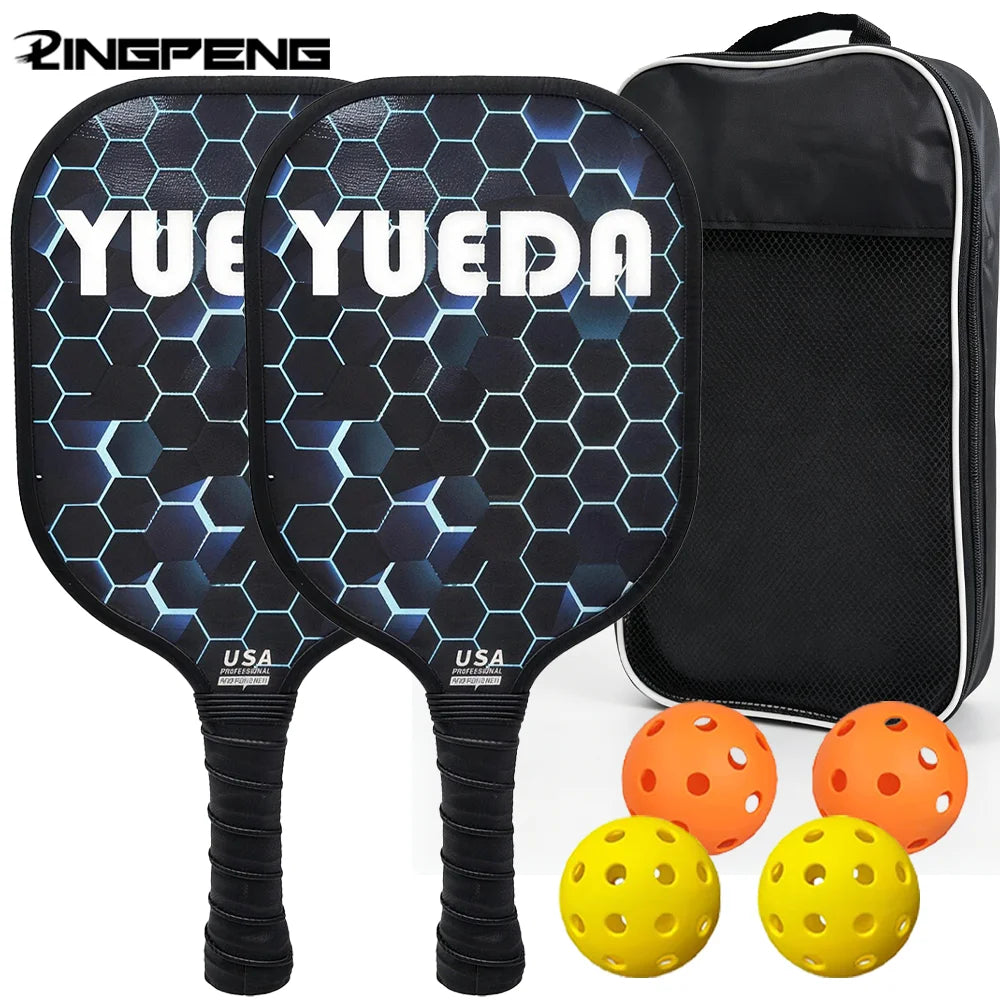 Poplar Wood Pickleball Paddle Set – Lightweight with Carry Bag, Colorful Designs