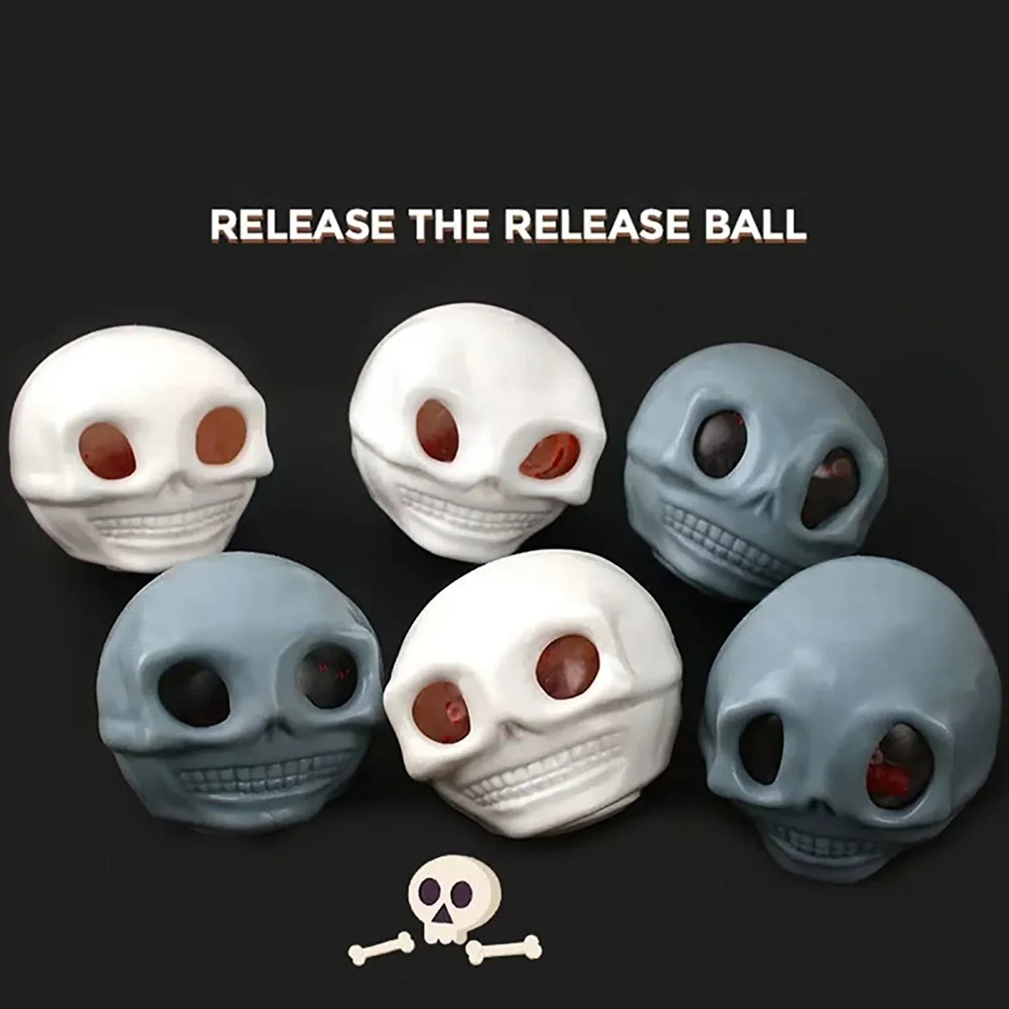 Halloween Squeeze Skull Stress Balls – Fidget Toy with Blood & Maggots