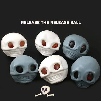 Halloween Squeeze Skull Stress Balls – Fidget Toy with Blood & Maggots