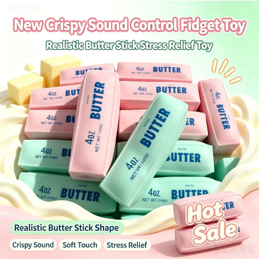 Butter Stick Squishy Stress Ball Fidget Toy Crunchy Squeeze round Blocks Anti Stress ASMR Hand Relaxation Gift for Stress Reli