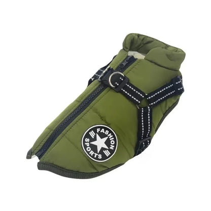 Waterproof Dog Jacket with Built-In Harness – Winter Coat for Large Dogs
