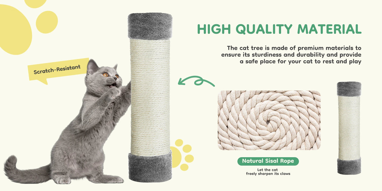 JHK 44" Cat Tree Tower | Multi-Cat Climbing Tower with Sisal Posts & Hammock