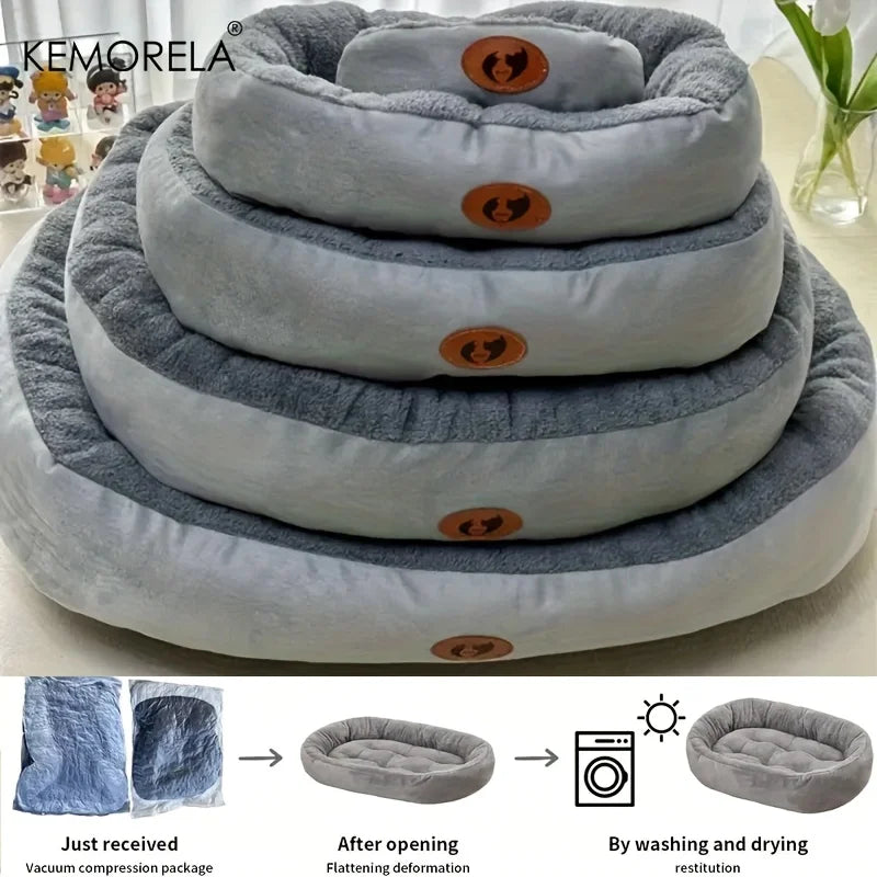 Cozy Oval Snuggle Pet Bed – Plush Cat & Small Dog Bed