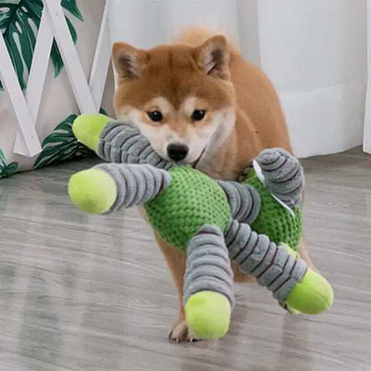 Indestructible Squeaky Plush Dog Toys for Aggressive Chewers – Dental Chew & Teething