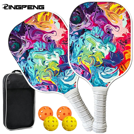 Beginner Pickleball Paddle Set – 2 Rackets & 4 Balls, Glass Fiber Face & PP Honeycomb Core