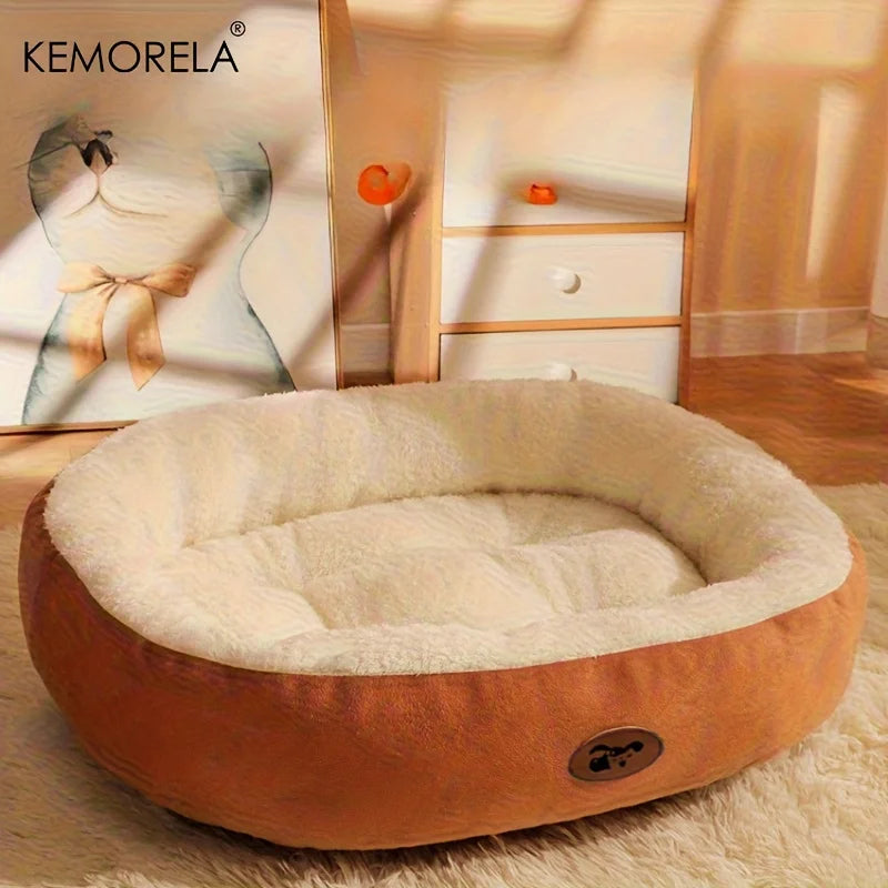 Cozy Oval Snuggle Pet Bed – Plush Cat & Small Dog Bed