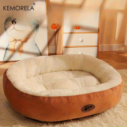 Cozy Oval Snuggle Pet Bed – Plush Cat & Small Dog Bed