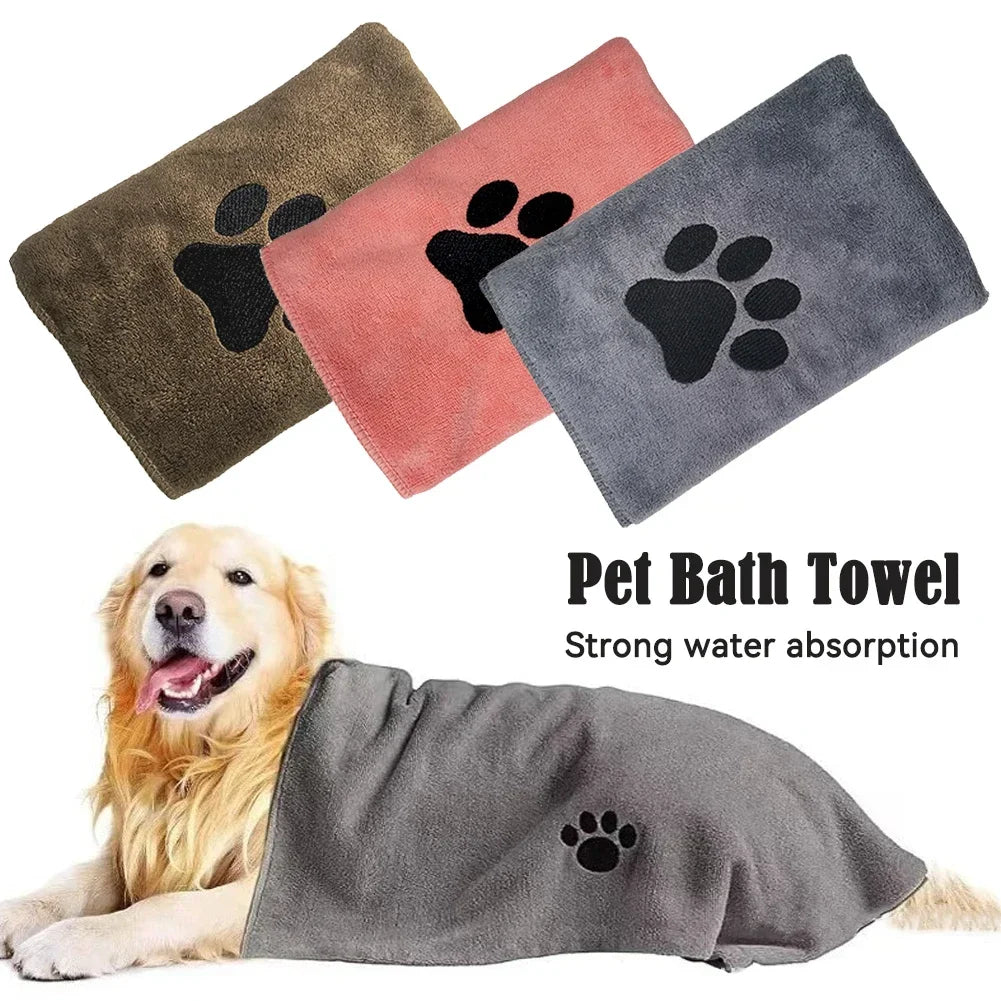 35*75cm/50*100cm  Dogs Grooming Supplies Microfiber Pet Bath Towel Embroidered Super Soft Absorbent Cat For