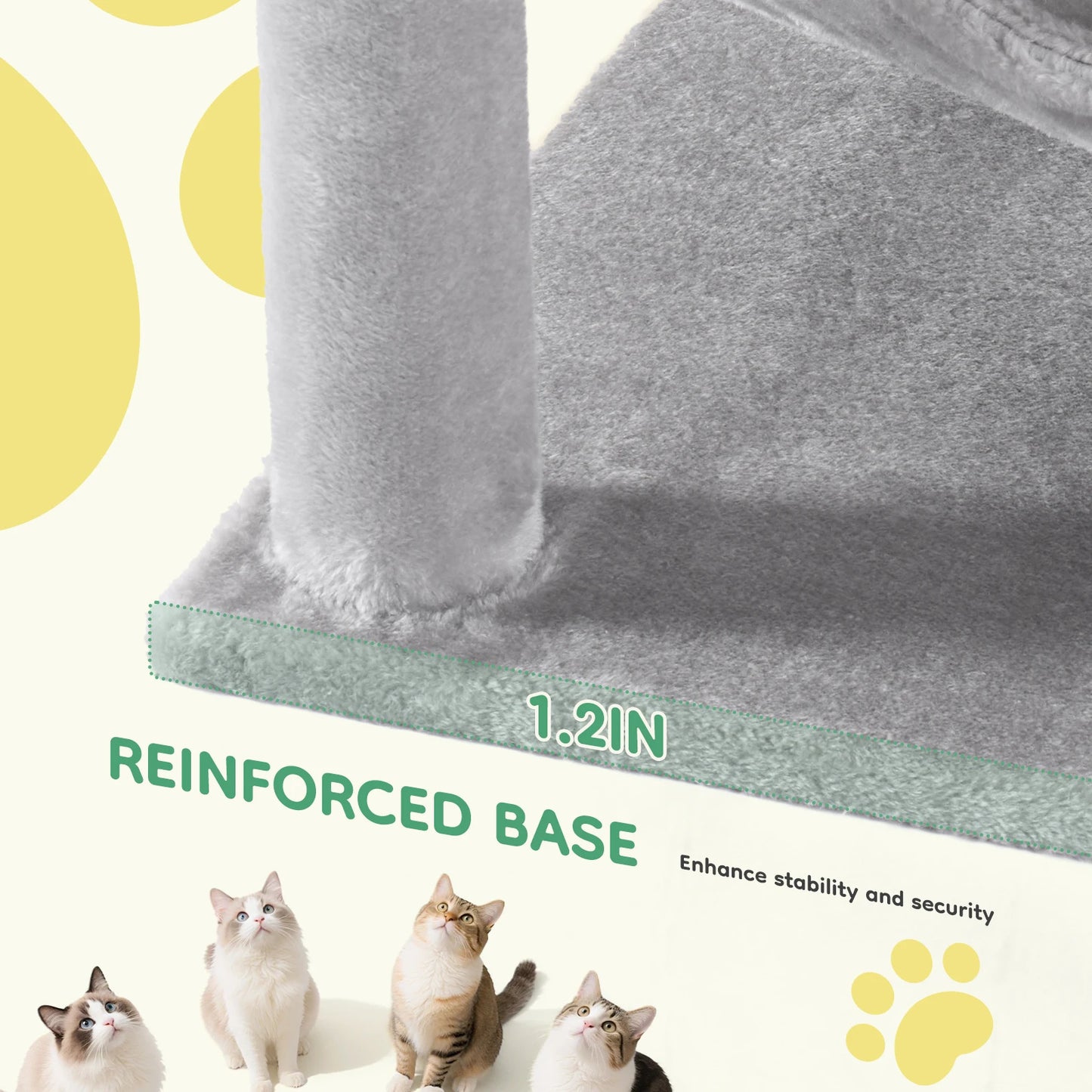 JHK 44" Cat Tree Tower | Multi-Cat Climbing Tower with Sisal Posts & Hammock