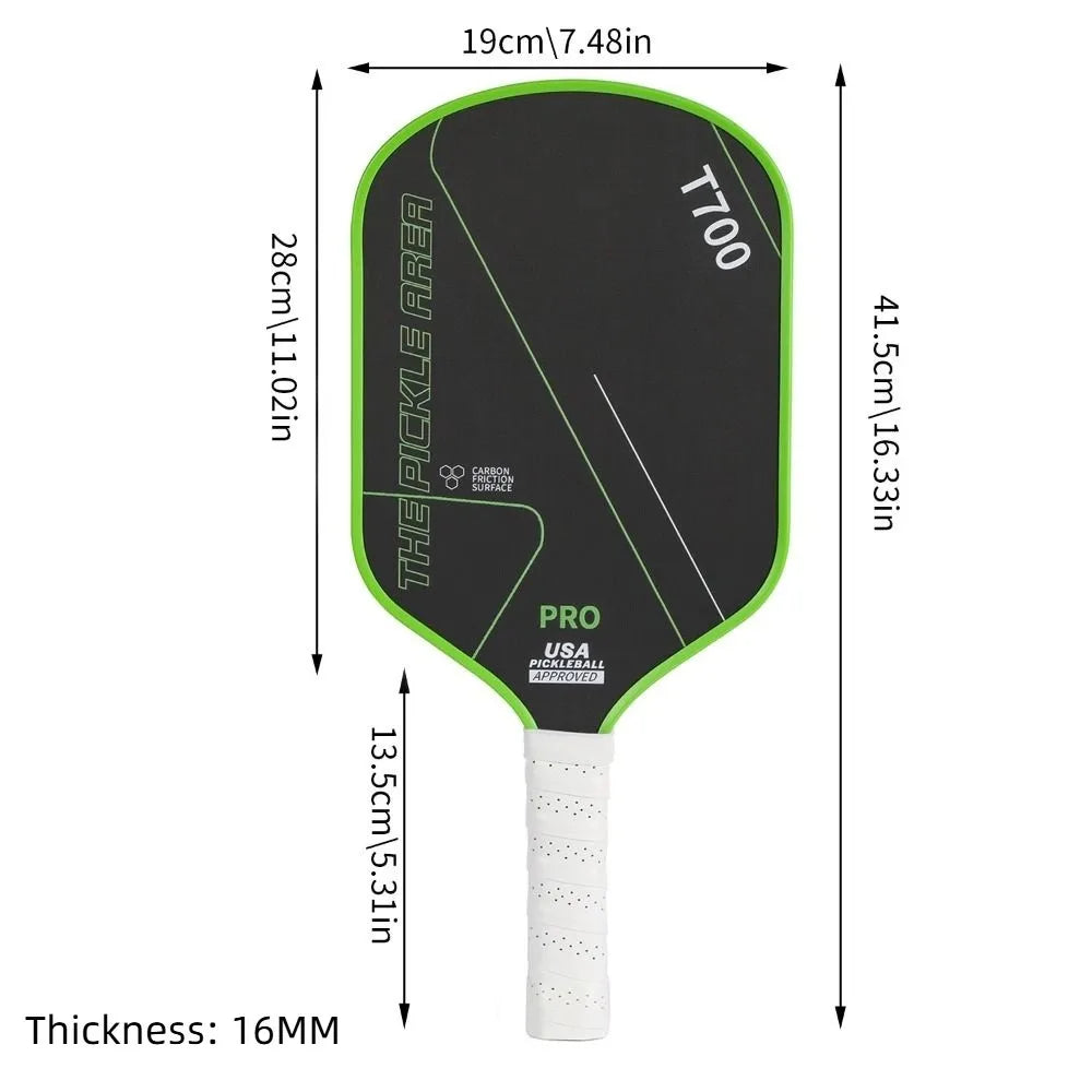 Pickleball Paddle T700 Carbon Fiber 16MM – USAPA Approved, Frosted Surface, Lightweight
