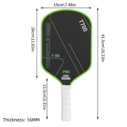 Pickleball Paddle T700 Carbon Fiber 16MM – USAPA Approved, Frosted Surface, Lightweight