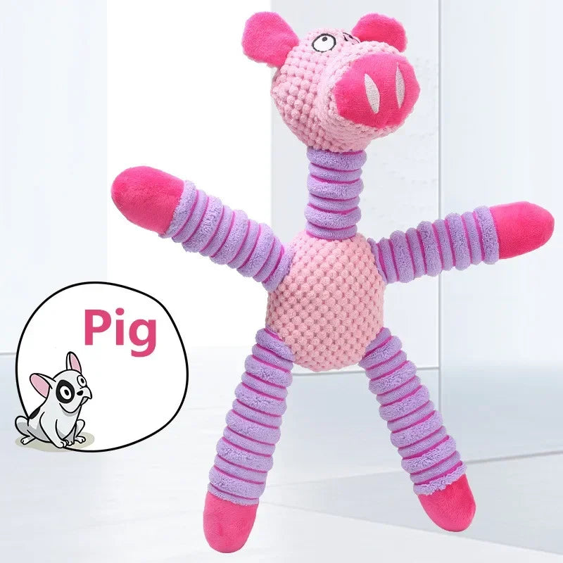 Indestructible Squeaky Plush Dog Toys for Aggressive Chewers – Dental Chew & Teething