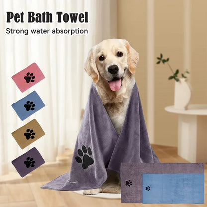 35*75cm/50*100cm  Dogs Grooming Supplies Microfiber Pet Bath Towel Embroidered Super Soft Absorbent Cat For