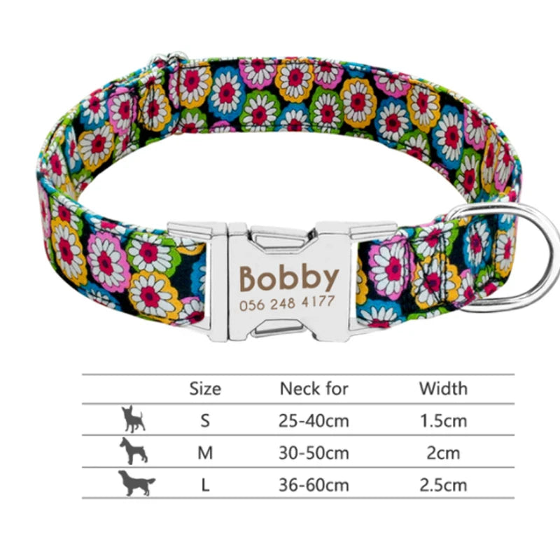 Custom Small Medium Large Dog Cat Collar Personalized Engraved Name ID Adjustable Nylon Puppy Collars Chihuahua Pug Dogs Collars