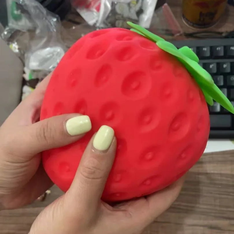 Extra Large Giant Strawberry Squishy Fidget Toy Slow Rising Shapeable Venting Ball Stress Relief Gift for Adults Friends