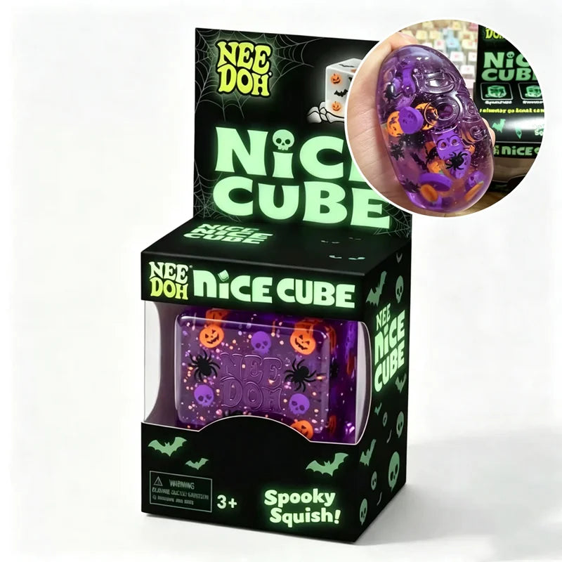 Halloween Spooky Gel Squeeze Cube – Pumpkin, Skull & Spider Sensory Fidget Toy
