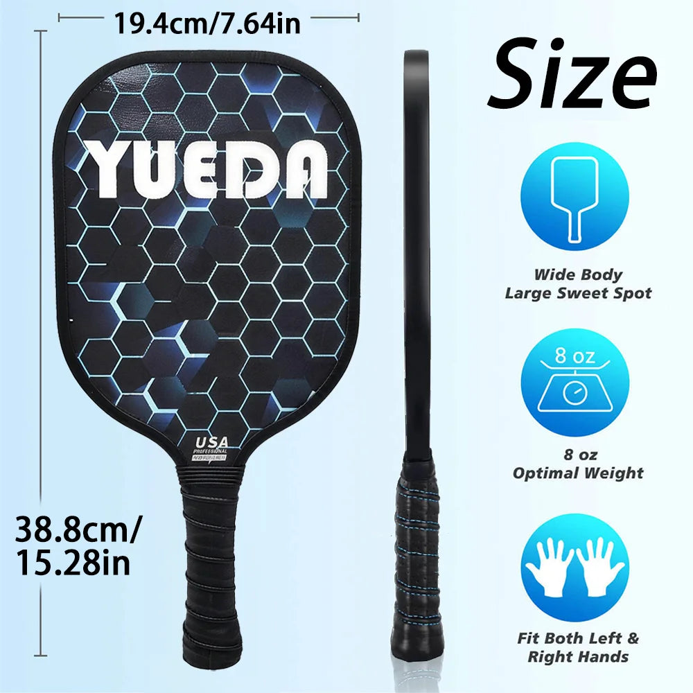 Beginner Pickleball Paddle Set – 2 Rackets & 4 Balls, Glass Fiber Face & PP Honeycomb Core