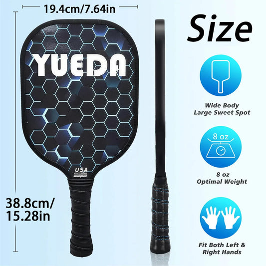 Beginner Pickleball Paddle Set – 2 Rackets & 4 Balls, Glass Fiber Face & PP Honeycomb Core