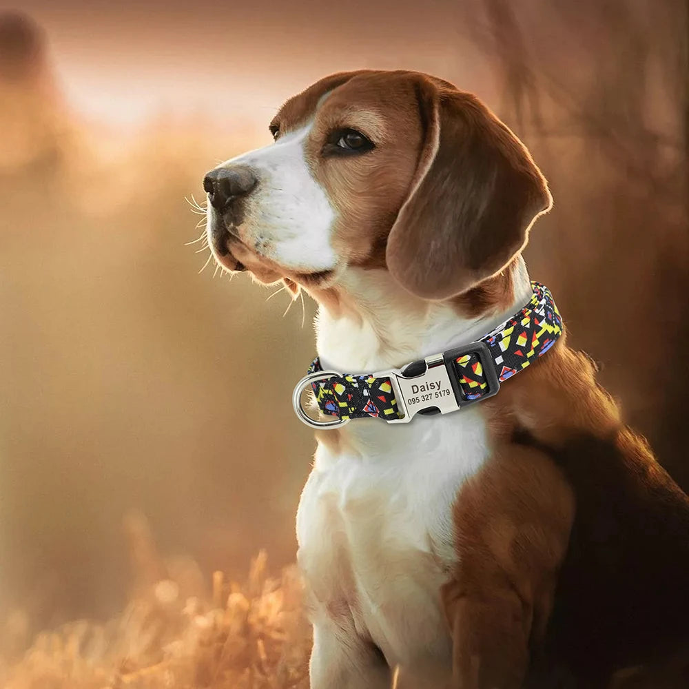 Custom Small Medium Large Dog Cat Collar Personalized Engraved Name ID Adjustable Nylon Puppy Collars Chihuahua Pug Dogs Collars