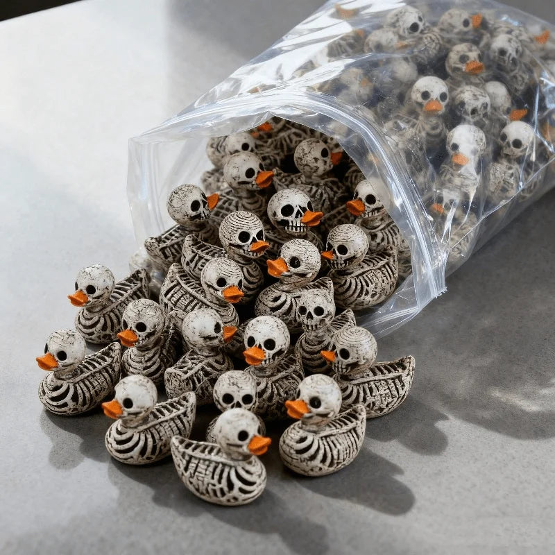 Gothic Skeleton Duck Figurines – Resin Miniatures for Halloween, Desk & DIY Decor