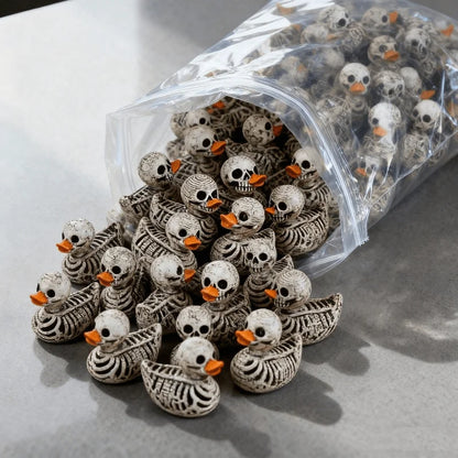 Gothic Skeleton Duck Figurines – Resin Miniatures for Halloween, Desk & DIY Decor
