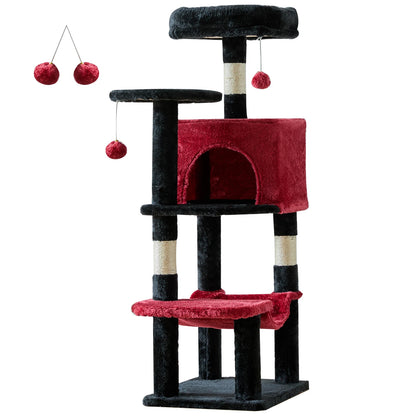 JHK 44" Cat Tree Tower | Multi-Cat Climbing Tower with Sisal Posts & Hammock