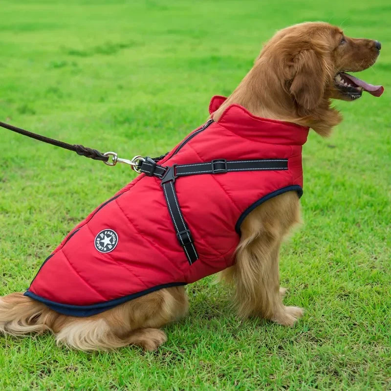 Waterproof Dog Jacket with Built-In Harness – Winter Coat for Large Dogs