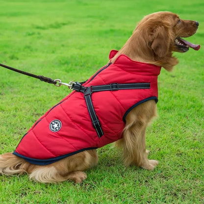 Waterproof Dog Jacket with Built-In Harness – Winter Coat for Large Dogs