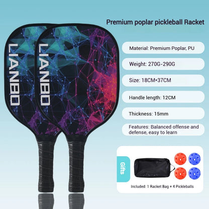 Pickleball Rackets Set – 2 Paddles & 4 Balls, Lightweight Beach Tennis Racquet Kit