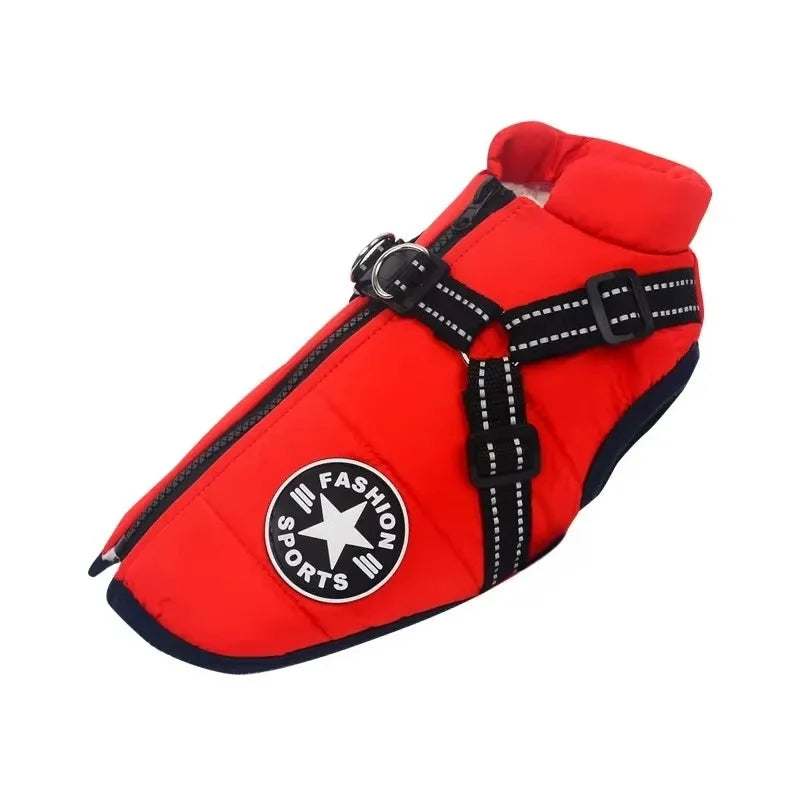 Waterproof Dog Jacket with Built-In Harness – Winter Coat for Large Dogs