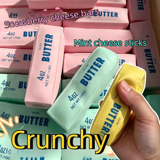 Butter Stick Squishy Stress Ball Fidget Toy Crunchy Squeeze round Blocks Anti Stress ASMR Hand Relaxation Gift for Stress Reli