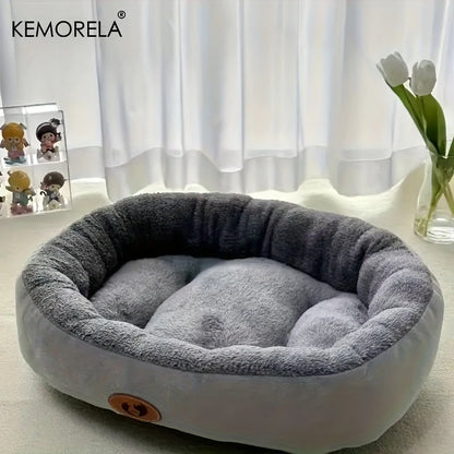 Cozy Oval Snuggle Pet Bed – Plush Cat & Small Dog Bed