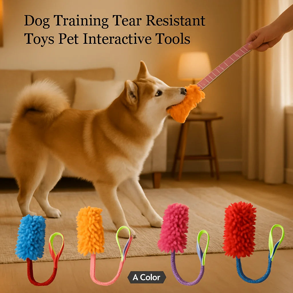 Durable Dog Toys for Aggressive Chewers - Soft Plush Pulling Rope Chew Toy with Sturdy Handle, Interactive Teeth Cleaning Toy