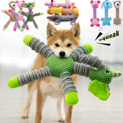 Indestructible Squeaky Plush Dog Toys for Aggressive Chewers – Dental Chew & Teething