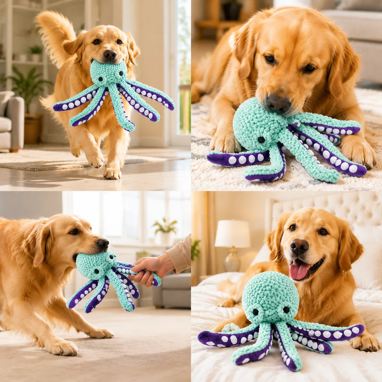 Squeaky Plush Octopus Dog Toy – Interactive Chew Toy for Small & Large Dogs