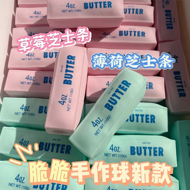 Butter Stick Squishy Stress Ball Fidget Toy Crunchy Squeeze round Blocks Anti Stress ASMR Hand Relaxation Gift for Stress Reli