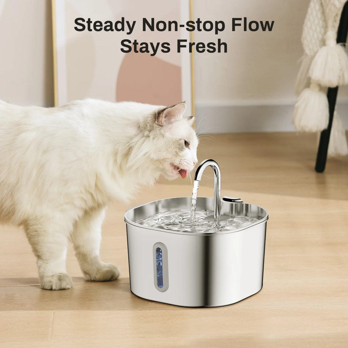 ZYFeeder 2.2L Automatic Pet Water Fountain – Stainless Steel with Silent Pump