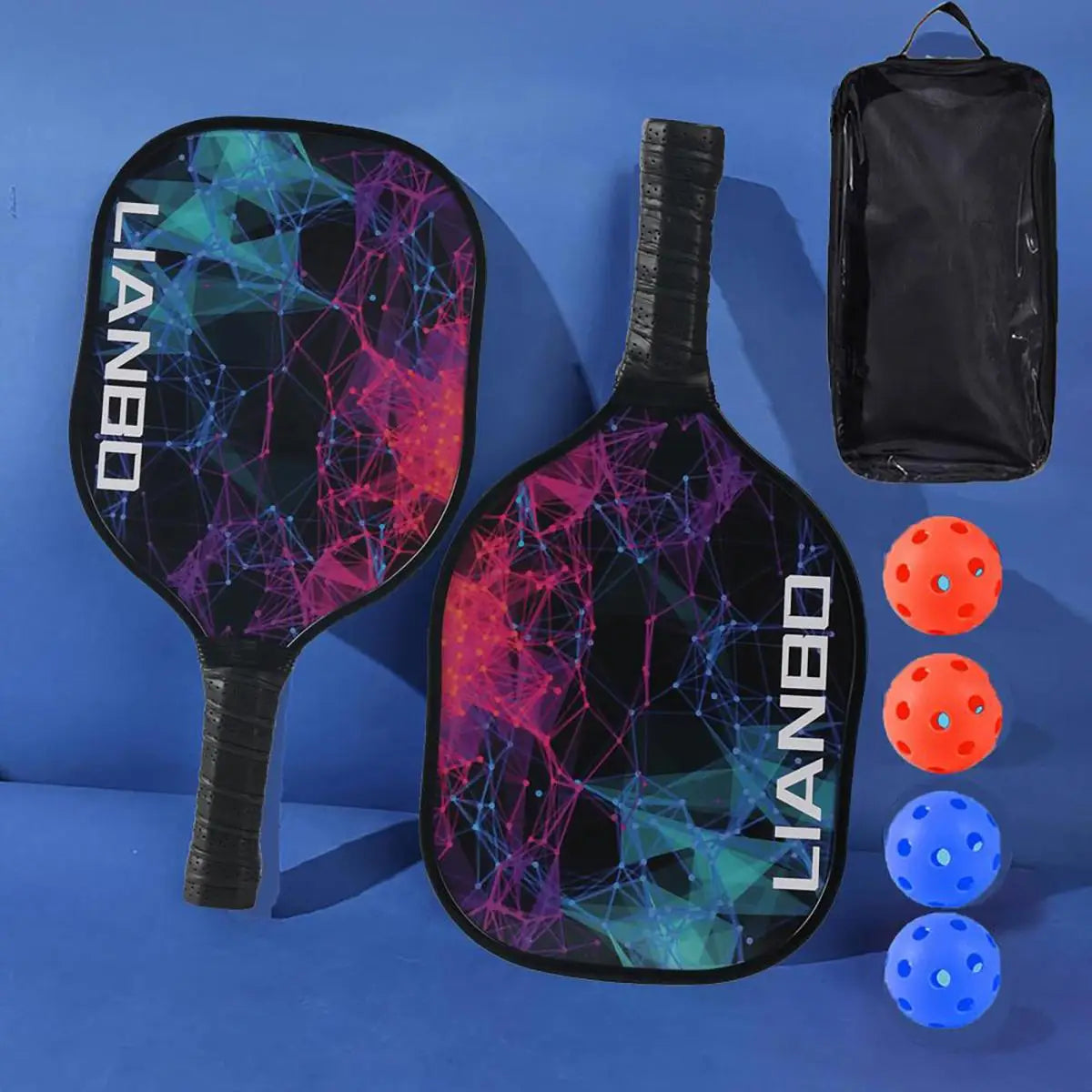 Pickleball Rackets Set – 2 Paddles & 4 Balls, Lightweight Beach Tennis Racquet Kit