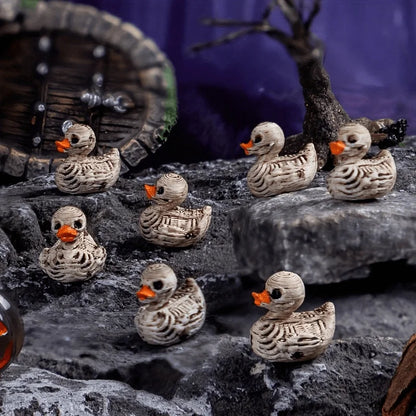 Gothic Skeleton Duck Figurines – Resin Miniatures for Halloween, Desk & DIY Decor