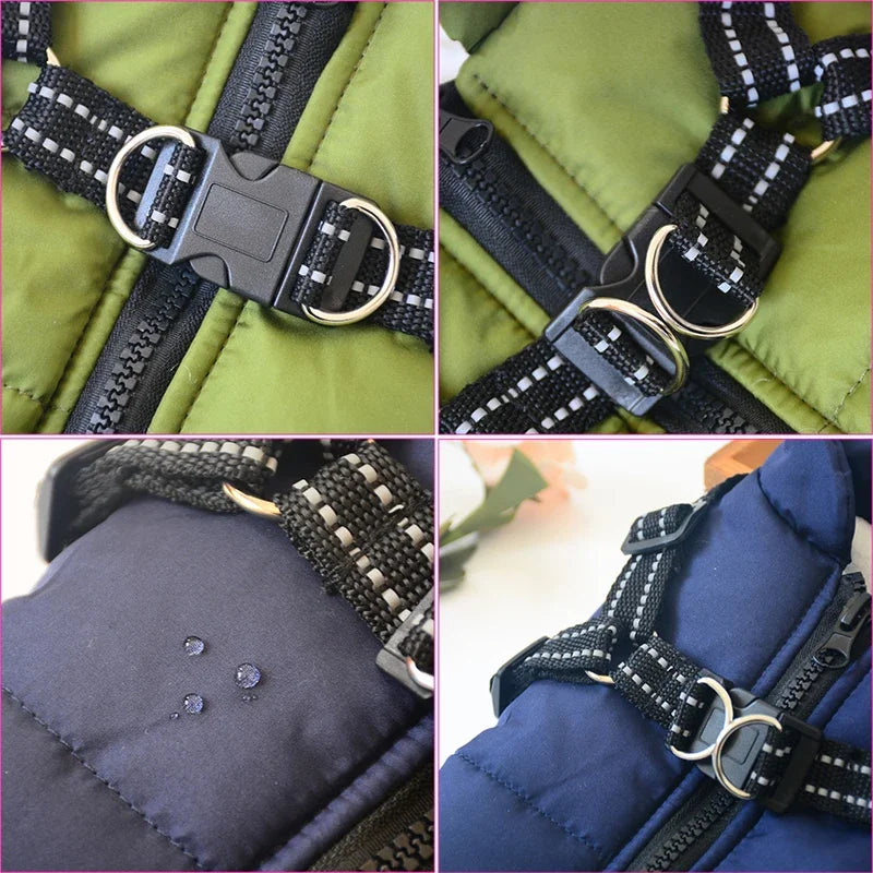 Waterproof Dog Jacket with Built-In Harness – Winter Coat for Large Dogs